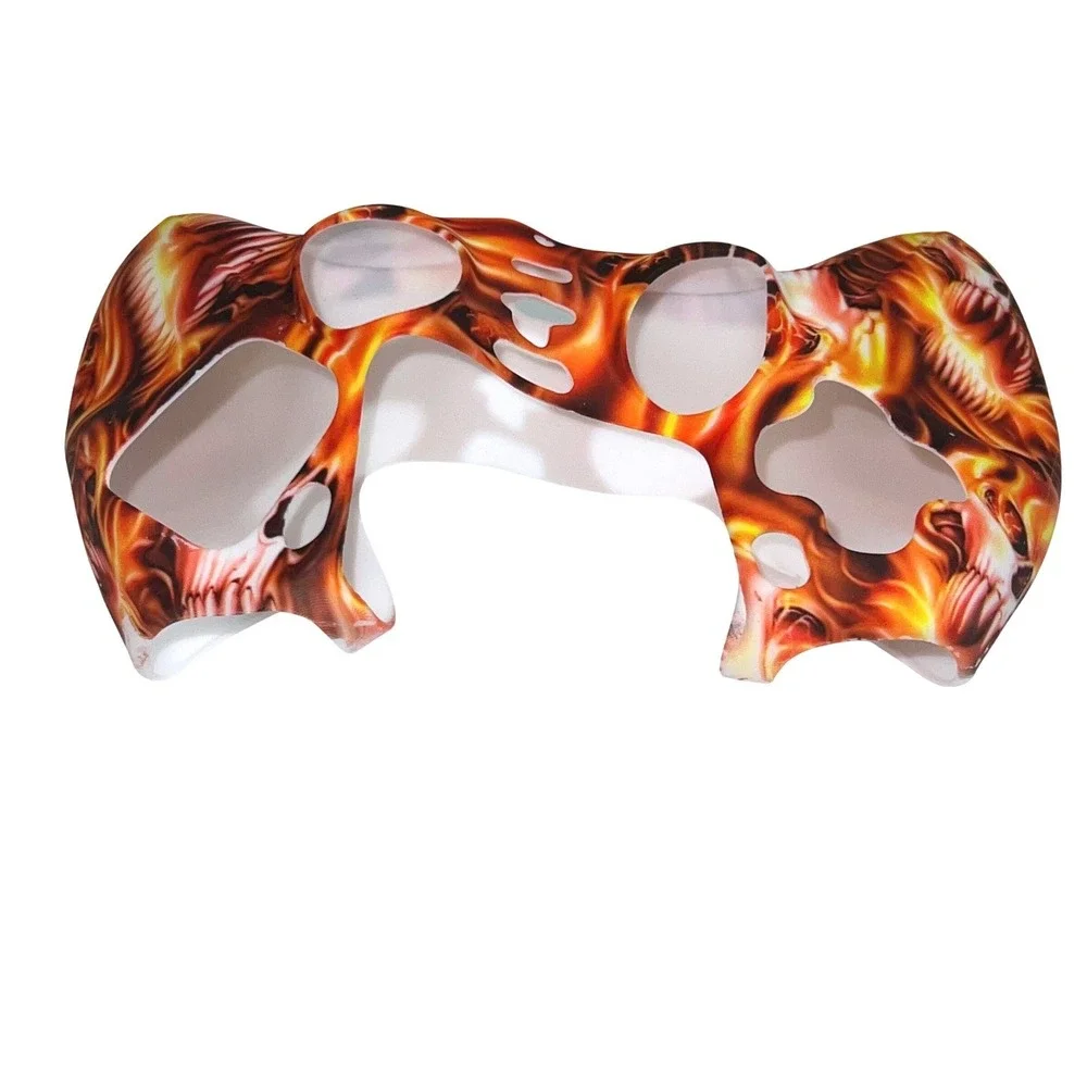 PS5 DualSense Controller Silicone Skin Case Fire Skull Design 10 Thumb Grips